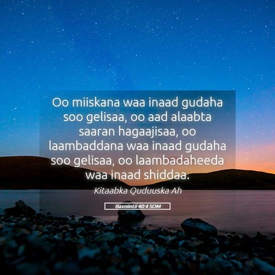 Picture 05 - Baxniintii 40:4 SOM - Oo miiskana waa inaad gudaha soo gelisaa, oo aad - Bible Verse Picture