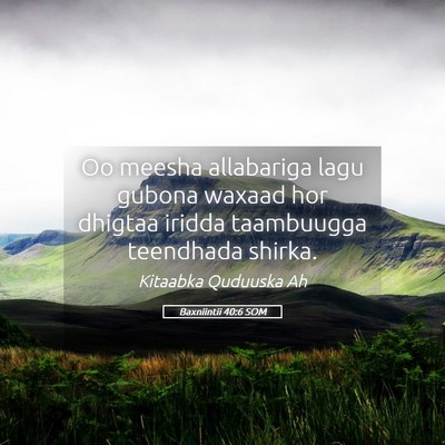 Picture 05 - Baxniintii 40:6 SOM - Oo meesha allabariga lagu gubona waxaad hor - Bible Verse Picture
