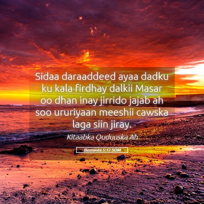 Picture 05 - Baxniintii 5:12 SOM - Sidaa daraaddeed ayaa dadku ku kala firdhay - Bible Verse Picture