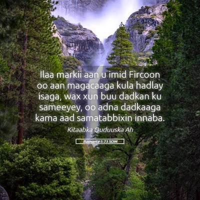 Picture 05 - Baxniintii 5:23 SOM - Ilaa markii aan u imid Fircoon oo aan magacaaga - Bible Verse Picture