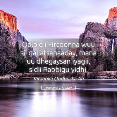 Picture 05 - Baxniintii 7:13 SOM - Qalbigii Fircoonna wuu sii qallafsanaaday, mana - Bible Verse Picture