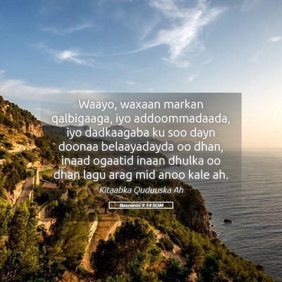 Picture 05 - Baxniintii 9:14 SOM - Waayo, waxaan markan qalbigaaga, iyo - Bible Verse Picture