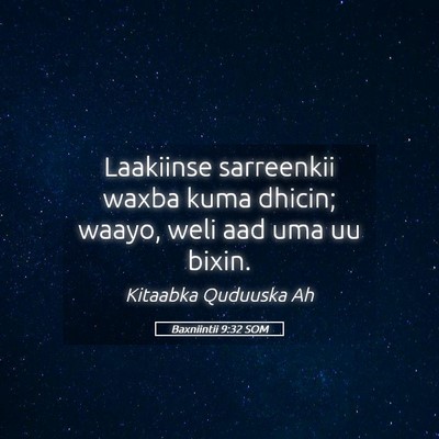 Picture 05 - Baxniintii 9:32 SOM - Laakiinse sarreenkii waxba kuma dhicin; waayo, - Bible Verse Picture