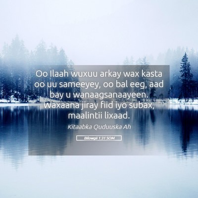 Picture 05 - Bilowgii 1:31 SOM - Oo Ilaah wuxuu arkay wax kasta oo uu sameeyey, oo - Bible Verse Picture