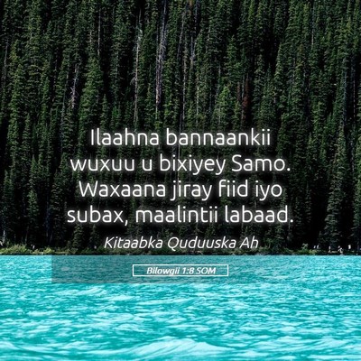 Picture 05 - Bilowgii 1:8 SOM - Ilaahna bannaankii wuxuu u bixiyey Samo. Waxaana - Bible Verse Picture