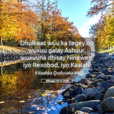 Picture 05 - Bilowgii 10:11 SOM - Dhulkaas wuu ka tegey oo wuxuu galay Ashuur, - Bible Verse Picture