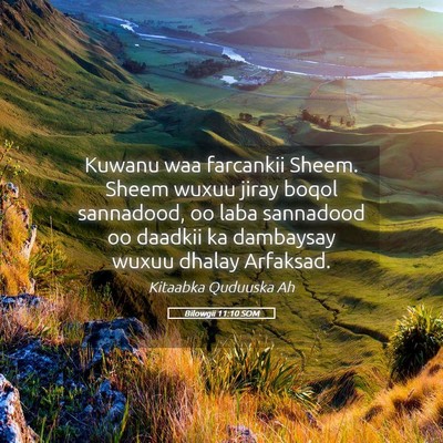 Picture 05 - Bilowgii 11:10 SOM - Kuwanu waa farcankii Sheem. Sheem wuxuu jiray - Bible Verse Picture
