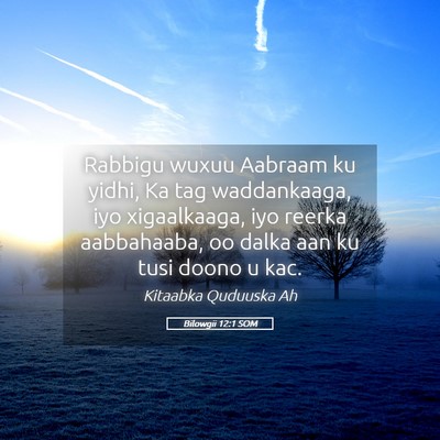 Picture 05 - Bilowgii 12:1 SOM - Rabbigu wuxuu Aabraam ku yidhi, Ka tag - Bible Verse Picture