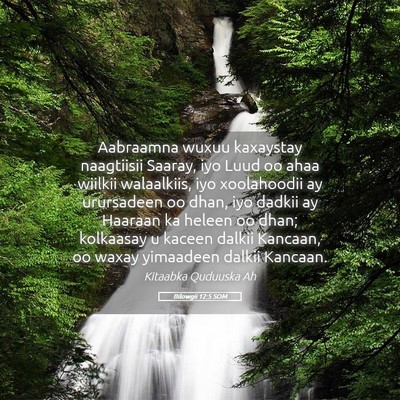 Picture 05 - Bilowgii 12:5 SOM - Aabraamna wuxuu kaxaystay naagtiisii Saaray, iyo - Bible Verse Picture