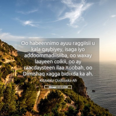 Picture 05 - Bilowgii 14:15 SOM - Oo habeennimo ayuu raggiisii u kala qaybiyey, - Bible Verse Picture