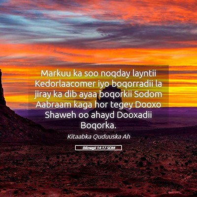 Picture 05 - Bilowgii 14:17 SOM - Markuu ka soo noqday layntii Kedorlaacomer iyo - Bible Verse Picture