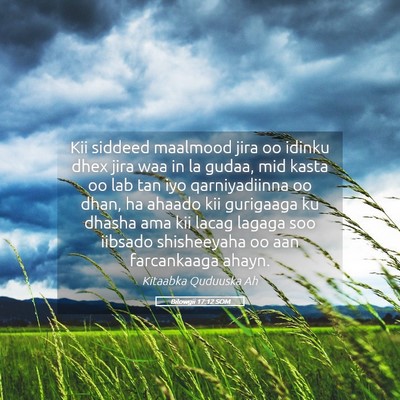 Picture 05 - Bilowgii 17:12 SOM - Kii siddeed maalmood jira oo idinku dhex jira waa - Bible Verse Picture
