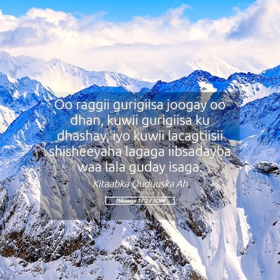 Picture 05 - Bilowgii 17:27 SOM - Oo raggii gurigiisa joogay oo dhan, kuwii - Bible Verse Picture