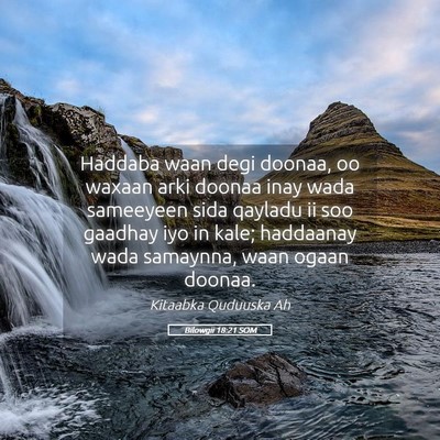 Picture 05 - Bilowgii 18:21 SOM - Haddaba waan degi doonaa, oo waxaan arki doonaa - Bible Verse Picture