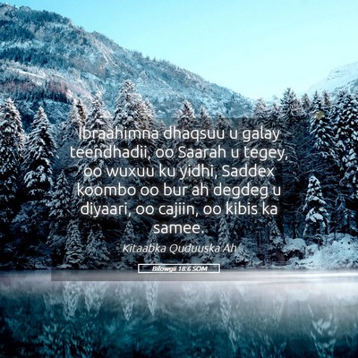 Picture 05 - Bilowgii 18:6 SOM - Ibraahimna dhaqsuu u galay teendhadii, oo Saarah - Bible Verse Picture