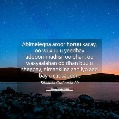 Picture 05 - Bilowgii 20:8 SOM - Abimelegna aroor horuu kacay, oo wuxuu u yeedhay - Bible Verse Picture