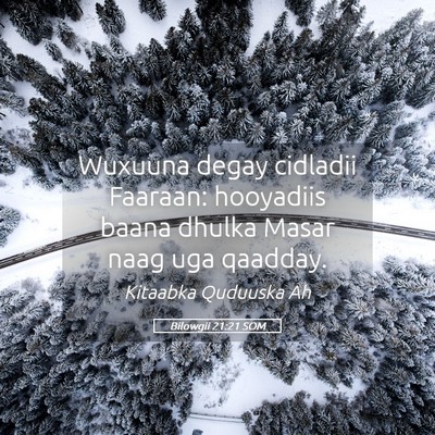 Picture 05 - Bilowgii 21:21 SOM - Wuxuuna degay cidladii Faaraan: hooyadiis baana - Bible Verse Picture