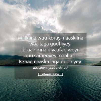 Picture 05 - Bilowgii 21:8 SOM - Wiilkiina wuu koray, naaskiina waa laga gudhiyey. - Bible Verse Picture