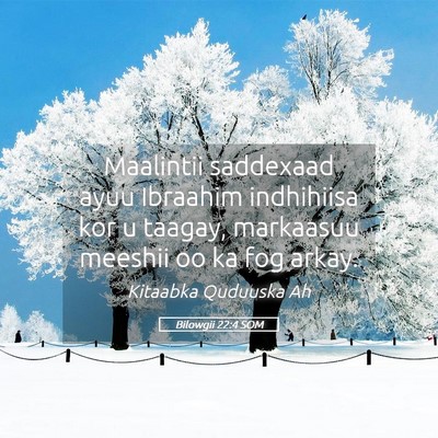 Picture 05 - Bilowgii 22:4 SOM - Maalintii saddexaad ayuu Ibraahim indhihiisa kor - Bible Verse Picture