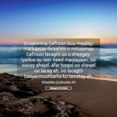 Picture 05 - Bilowgii 23:16 SOM - Ibraahimna Cefroon buu maqlay; markaasaa Ibraahim - Bible Verse Picture