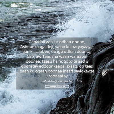 Picture 05 - Bilowgii 24:14 SOM - Gabadhii aan ku odhan doono, Ashuunkaaga deji, - Bible Verse Picture