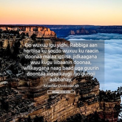 Picture 05 - Bilowgii 24:40 SOM - Oo wuxuu igu yidhi, Rabbiga aan hortiisa ku socdo - Bible Verse Picture