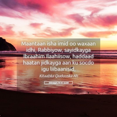 Picture 05 - Bilowgii 24:42 SOM - Maantaan isha imid oo waxaan idhi, Rabbiyow, - Bible Verse Picture