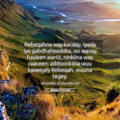 Picture 05 - Bilowgii 24:61 SOM - Rebeqahna way kacday, iyada iyo gabdhaheediiba, - Bible Verse Picture