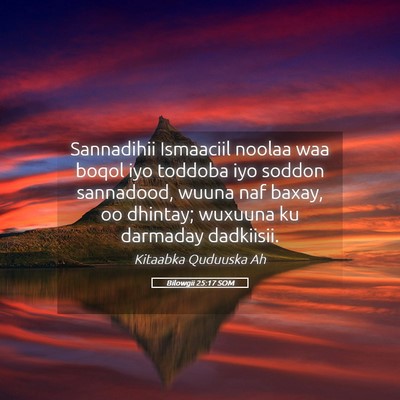 Picture 05 - Bilowgii 25:17 SOM - Sannadihii Ismaaciil noolaa waa boqol iyo toddoba - Bible Verse Picture