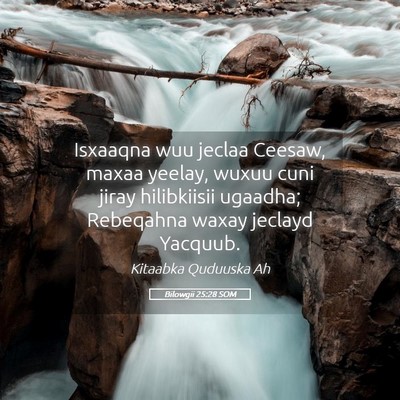 Picture 05 - Bilowgii 25:28 SOM - Isxaaqna wuu jeclaa Ceesaw, maxaa yeelay, wuxuu - Bible Verse Picture