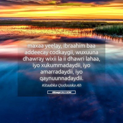 Picture 05 - Bilowgii 26:5 SOM - maxaa yeelay, Ibraahim baa addeecay codkaygii, - Bible Verse Picture