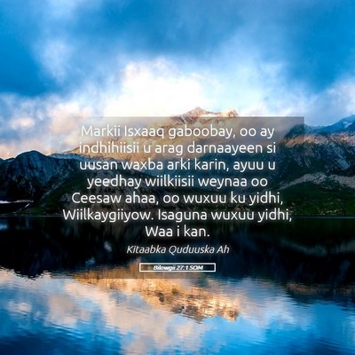 Picture 05 - Bilowgii 27:1 SOM - Markii Isxaaq gaboobay, oo ay indhihiisii u arag - Bible Verse Picture