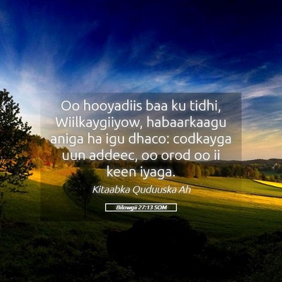 Picture 05 - Bilowgii 27:13 SOM - Oo hooyadiis baa ku tidhi, Wiilkaygiiyow, - Bible Verse Picture