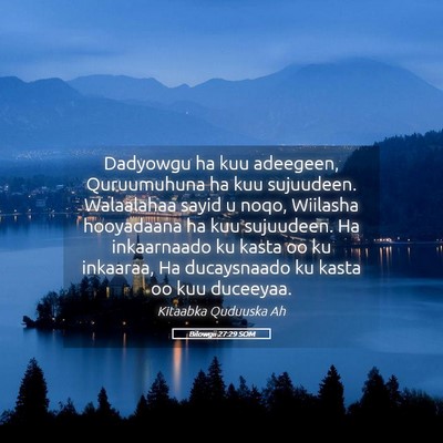 Picture 05 - Bilowgii 27:29 SOM - Dadyowgu ha kuu adeegeen, Quruumuhuna ha kuu - Bible Verse Picture