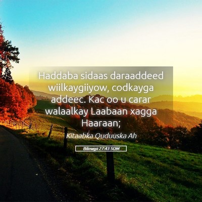 Picture 05 - Bilowgii 27:43 SOM - Haddaba sidaas daraaddeed wiilkaygiiyow, codkayga - Bible Verse Picture