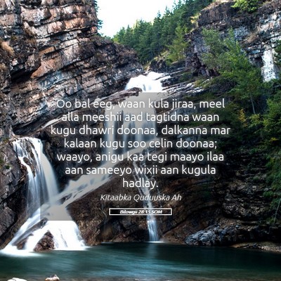 Picture 05 - Bilowgii 28:15 SOM - Oo bal eeg, waan kula jiraa, meel alla meeshii - Bible Verse Picture