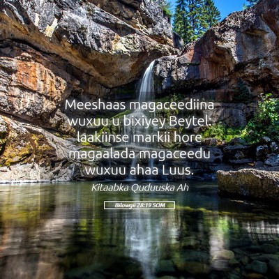 Picture 05 - Bilowgii 28:19 SOM - Meeshaas magaceediina wuxuu u bixiyey Beytel: - Bible Verse Picture