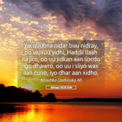 Picture 05 - Bilowgii 28:20 SOM - Yacquubna nidar buu nidray, oo wuxuu yidhi, - Bible Verse Picture