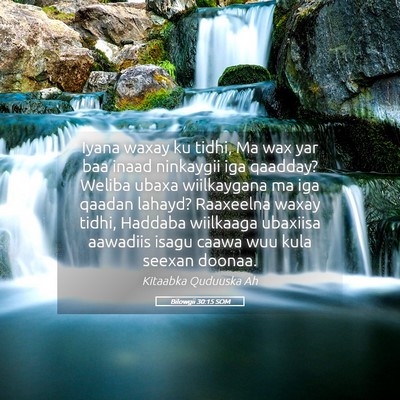 Picture 05 - Bilowgii 30:15 SOM - Iyana waxay ku tidhi, Ma wax yar baa inaad - Bible Verse Picture