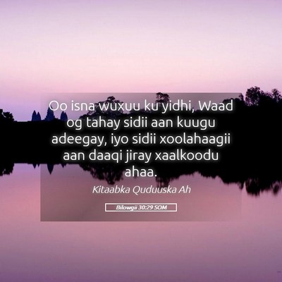 Picture 05 - Bilowgii 30:29 SOM - Oo isna wuxuu ku yidhi, Waad og tahay sidii aan - Bible Verse Picture