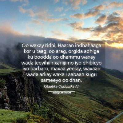 Picture 05 - Bilowgii 31:12 SOM - Oo waxay tidhi, Haatan indhahaaga kor u taag, oo - Bible Verse Picture