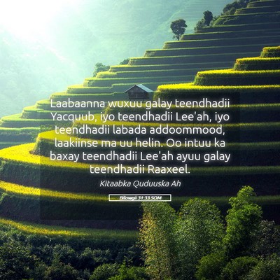 Picture 05 - Bilowgii 31:33 SOM - Laabaanna wuxuu galay teendhadii Yacquub, iyo - Bible Verse Picture