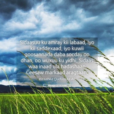 Picture 05 - Bilowgii 32:19 SOM - Sidaasuu ku amray kii labaad, iyo kii saddexaad, - Bible Verse Picture