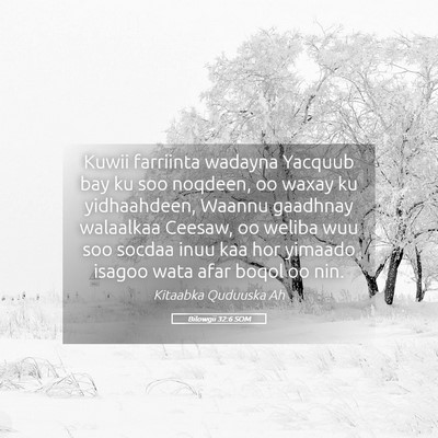 Picture 05 - Bilowgii 32:6 SOM - Kuwii farriinta wadayna Yacquub bay ku soo - Bible Verse Picture