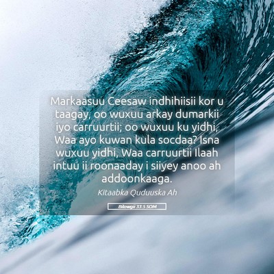 Picture 05 - Bilowgii 33:5 SOM - Markaasuu Ceesaw indhihiisii kor u taagay, oo - Bible Verse Picture