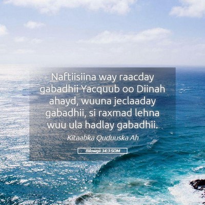 Picture 05 - Bilowgii 34:3 SOM - Naftiisiina way raacday gabadhii Yacquub oo - Bible Verse Picture