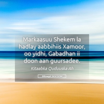 Picture 05 - Bilowgii 34:4 SOM - Markaasuu Shekem la hadlay aabbihiis Xamoor, oo - Bible Verse Picture