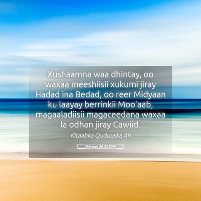 Picture 05 - Bilowgii 36:35 SOM - Xushaamna waa dhintay, oo waxaa meeshiisii xukumi - Bible Verse Picture