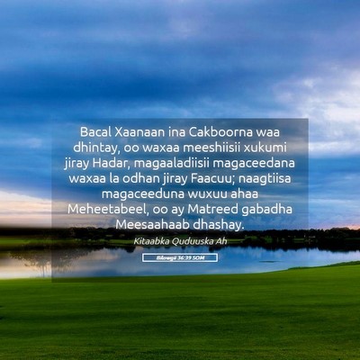 Picture 05 - Bilowgii 36:39 SOM - Bacal Xaanaan ina Cakboorna waa dhintay, oo waxaa - Bible Verse Picture