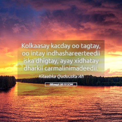 Picture 05 - Bilowgii 38:19 SOM - Kolkaasay kacday oo tagtay, oo intay - Bible Verse Picture